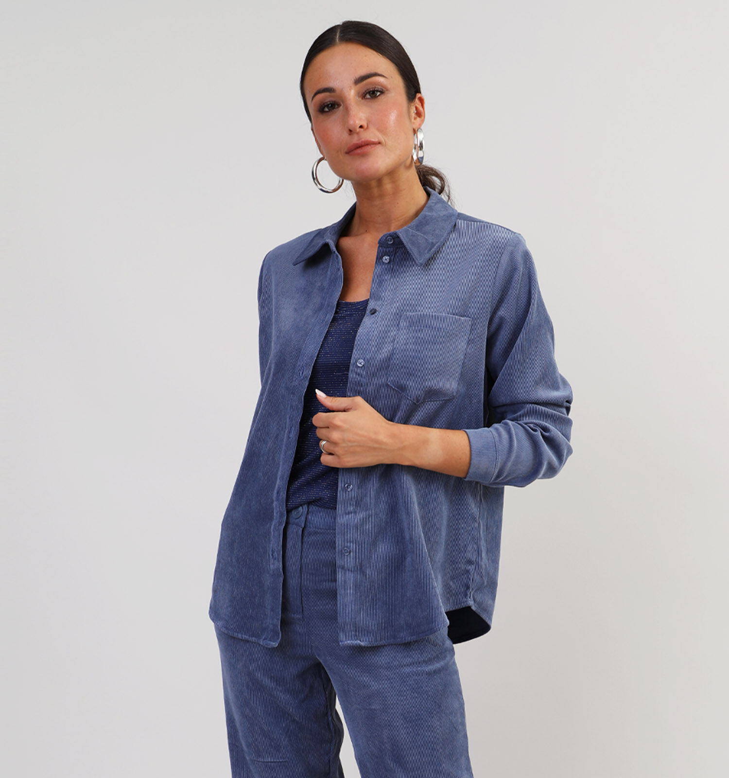 Vila Courdie Blauw Corduroy hemd Dames Blouses Online op TORFS.BE