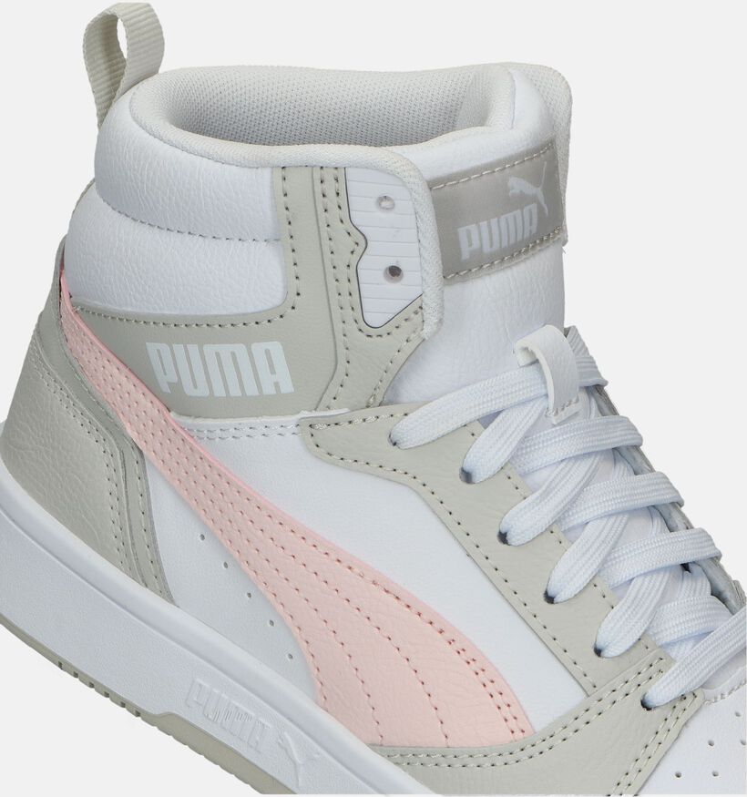 Puma Rebound V6 Mid Witte Sneakers voor meisjes (334472) - geschikt voor steunzolen