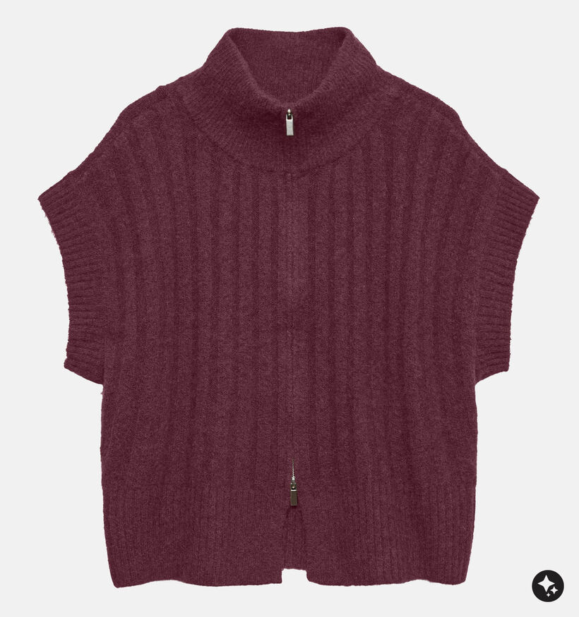 Vero Moda Curve Bang Rib Highneck Bordeaux Vest voor dames (378113)