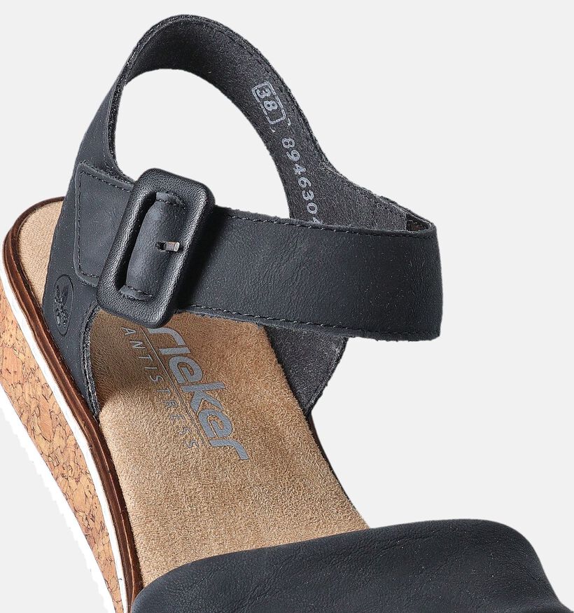 Rieker Sandales talon compensé en Noir pour femmes (354931)