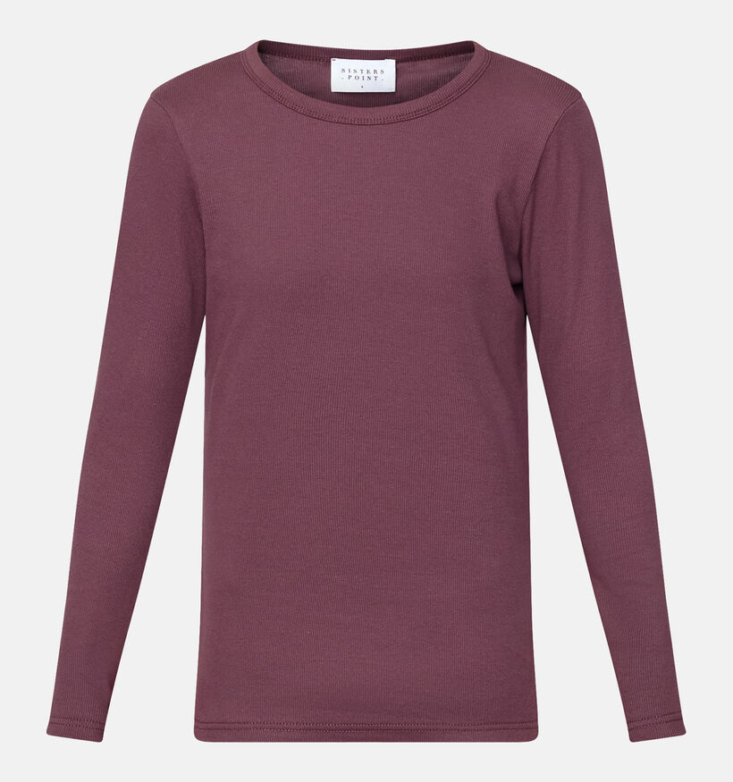 Sisters Point Eike Donkerrode T-shirt met Lange Mouwen voor dames (381183)