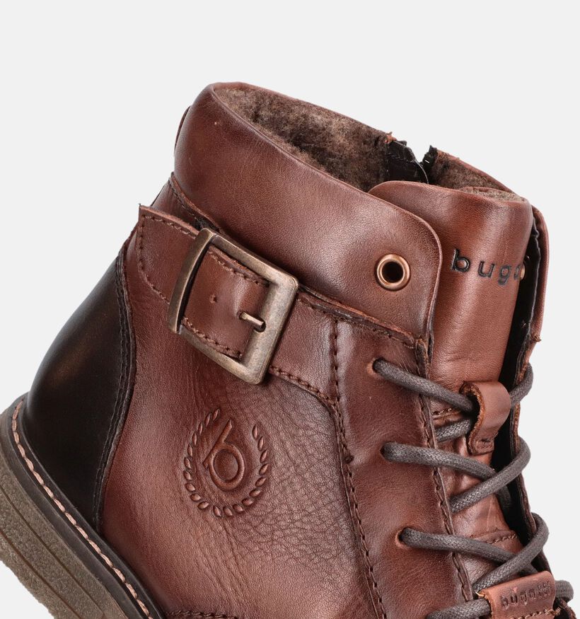 Bugatti Bruine Leren Boots met Veters en Rits voor heren (379849) - geschikt voor steunzolen