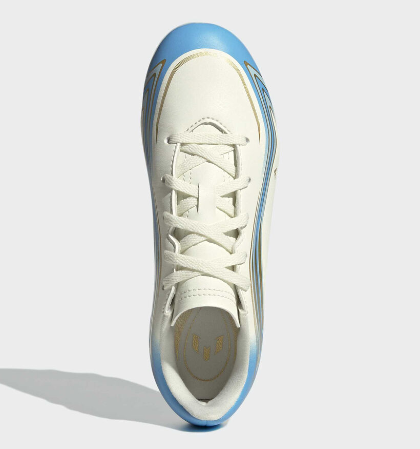 adidas F50 Messi Club FG/MG Beige/Blauwe Voetbalschoenen voor jongens, meisjes (375558) - geschikt voor steunzolen