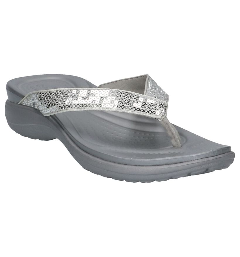 Zilveren Teenslippers Crocs Capri V Sequin W, , pdp