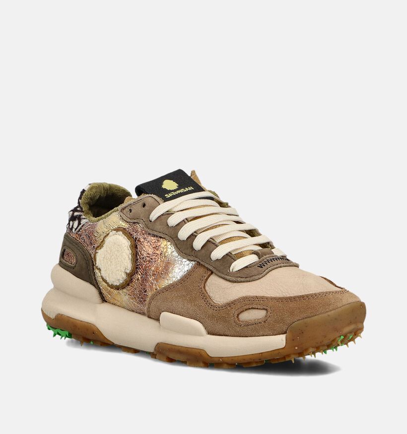 Satorisan Chacrona Premium Donkerbeige/Bruine Sneakers voor dames (361792) - geschikt voor steunzolen