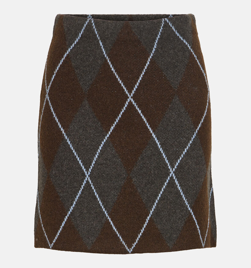 Vila Argyle Knit Donkergrijze/Bruine Rok voor dames (379739)
