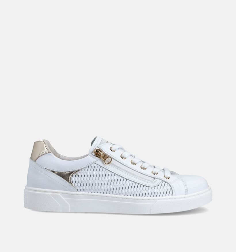 NeroGiardini Witte Geklede Sneakers met Rits voor dames (369087) - geschikt voor steunzolen