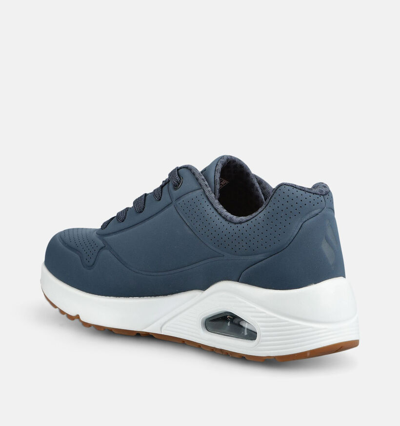 Skechers Uno Stand On Air Baskets basses en Bleu fonc&eacute; pour filles, gar&ccedil;ons (375666) - pour semelles orthop&eacute;diques