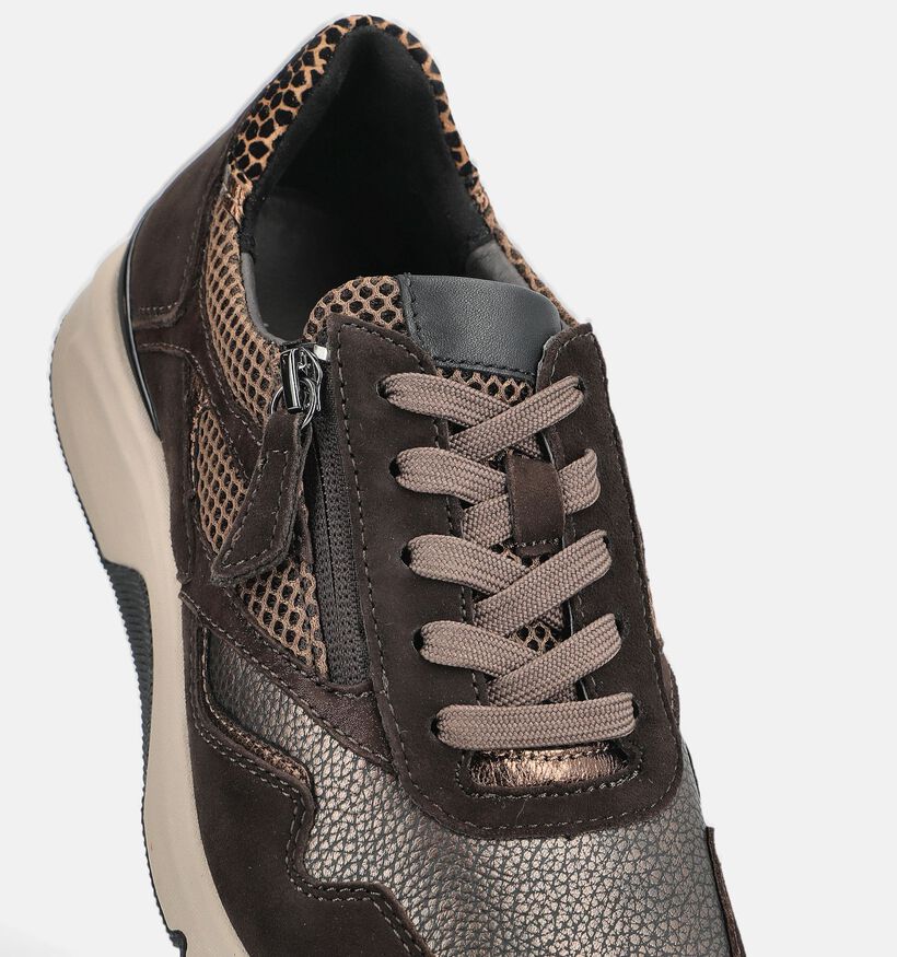 Gabor Rollingsoft Donkerbruine Sneakers voor dames (376931) - geschikt voor steunzolen