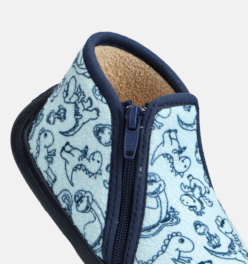 Milo & Mila Dino Pantoufles en Bleu pour gar&ccedil;ons (374934) - pour semelles orthop&eacute;diques