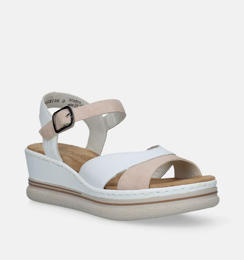 Rieker Witte Sandalen met sleehak voor dames (339138)