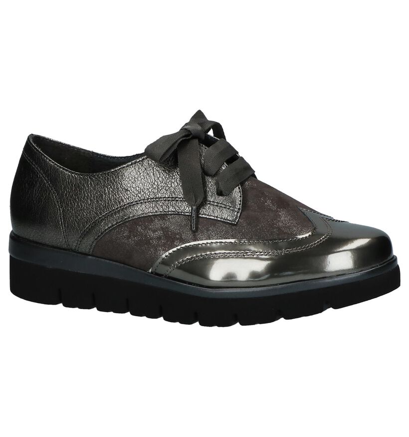 Oxford Veterschoenen Grijs Metallic Gabor in lakleer (231147)