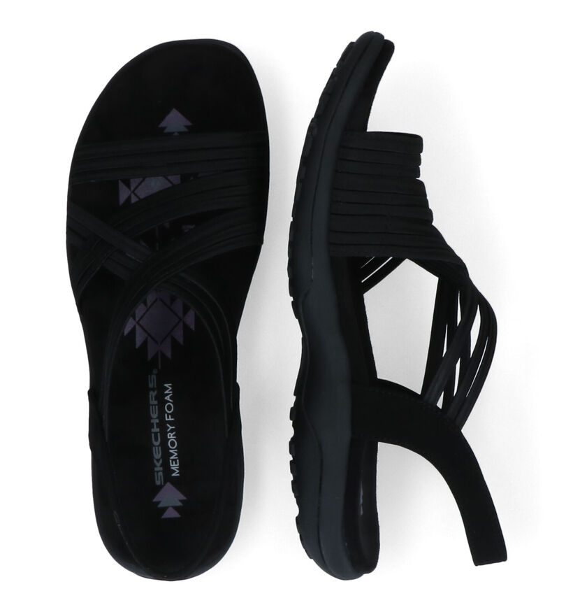 Skechers Reggae Slim Simply Stretch Zwarte Sandalen in stof (310878)