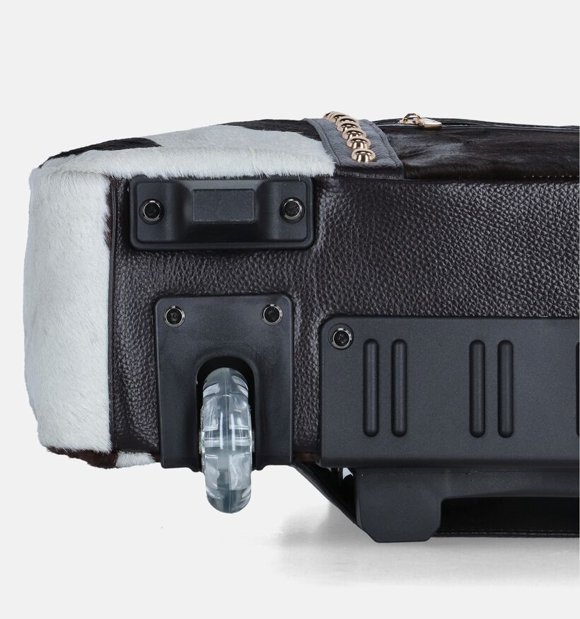 Olivia Lauren Cowhide Witte/Zwarte Laptoptas met Wieltjes (Trolley) voor dames (378535)