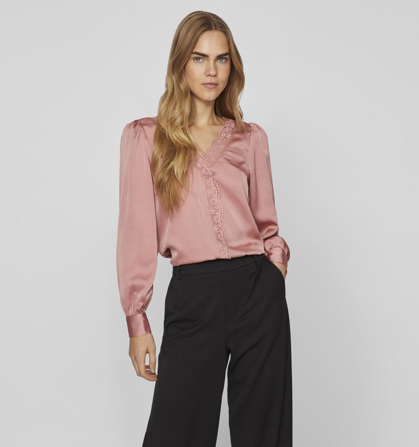Vila Moni Zwarte Satijnen Blouse voor dames (338513)