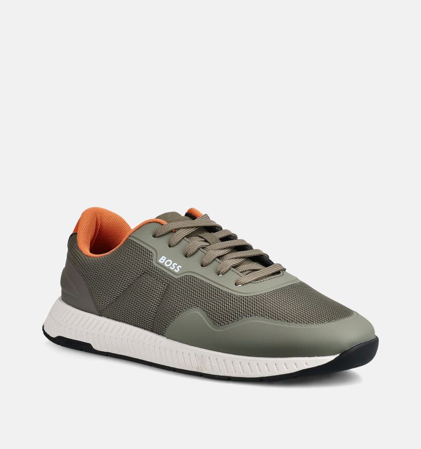 BOSS Chaussures &agrave; lacets en Vert kaki pour hommes (369011) - pour semelles orthop&eacute;diques