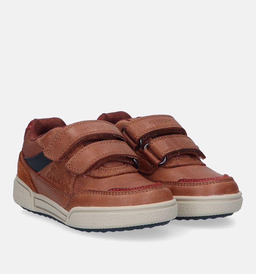 Geox Poseido Chaussures à velcro en Cognac pour garçons (330065) - pour semelles orthopédiques