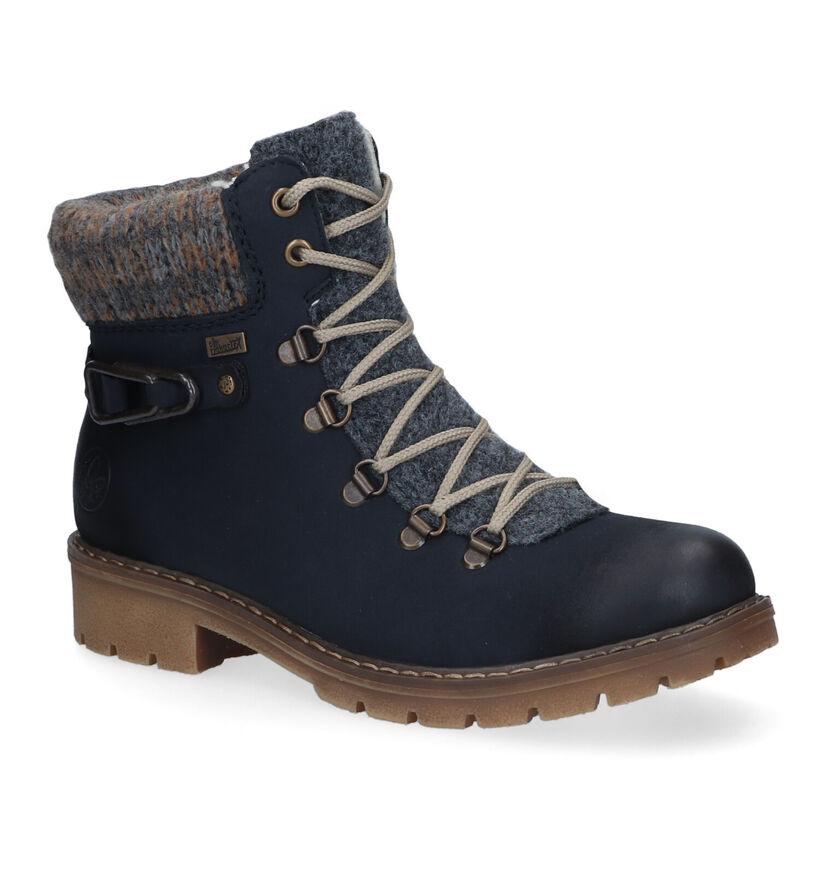 Rieker Blauwe Veterboots voor dames (331612) - geschikt voor steunzolen