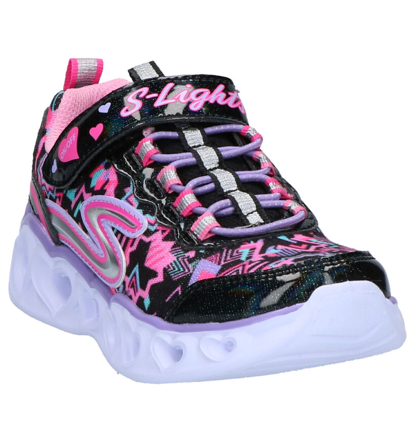 Skechers Heart Lights Zwarte Sneakers in stof (265173)