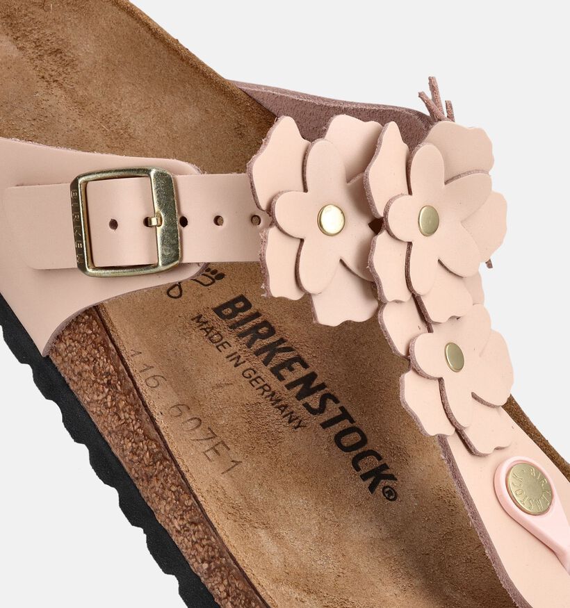 Birkenstock Gizeh Flower Leather Roze Teenslipper voor dames (373358)