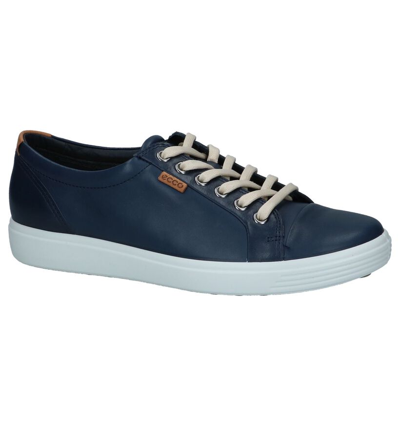 Ecco Soft 7 Chaussures à Lacets en Bleu en cuir (270017)