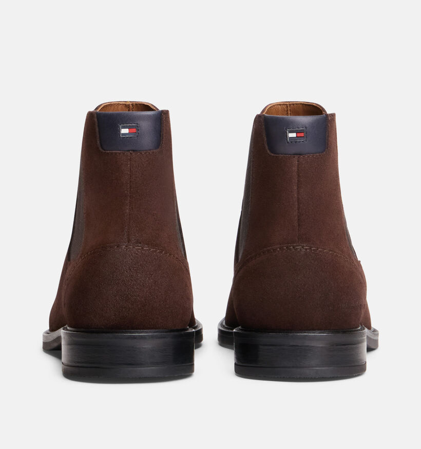 Tommy Hilfiger Corporate Dressy Suede Bottines Chelsea en Brun fonc&eacute; pour hommes (378160)
