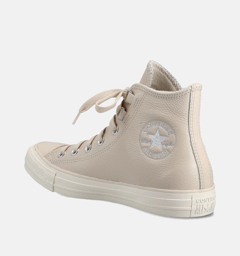 Converse Chuck Taylor All Star Leather Baskets montantes en Ecru pour femmes (359971) - pour semelles orthopédiques