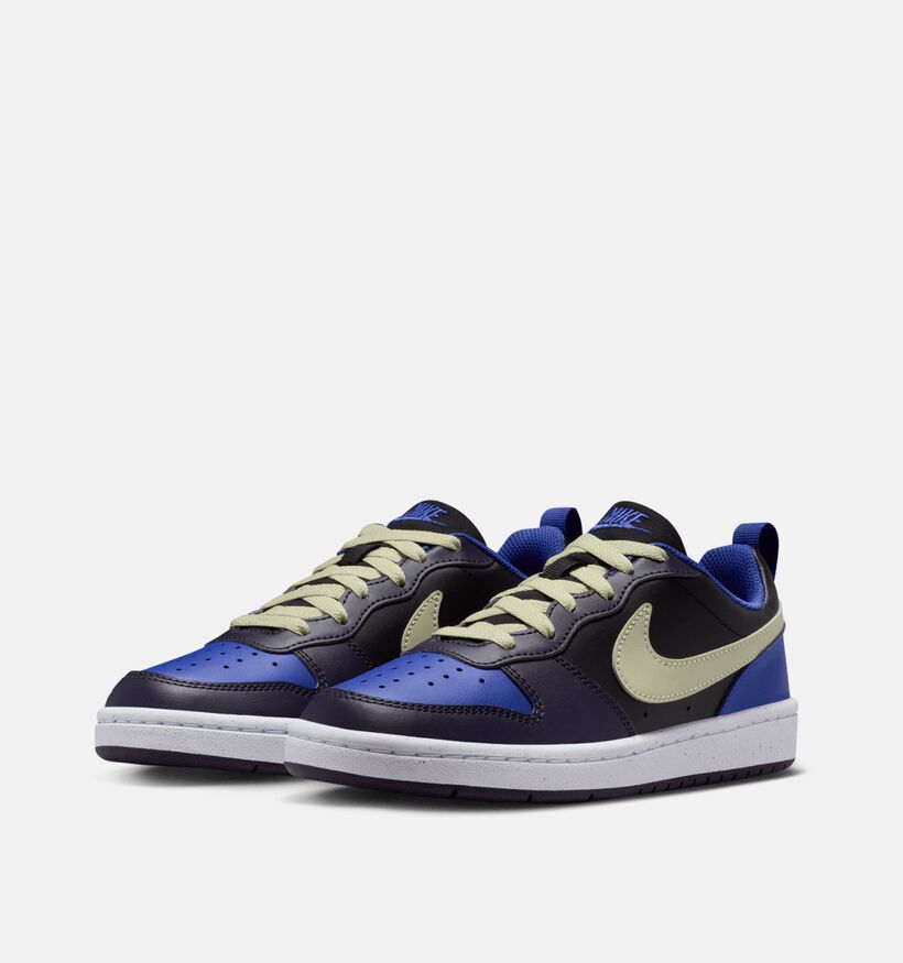Nike Court Borough Zwarte/Blauwe Sneakers voor jongens (364602) - geschikt voor steunzolen
