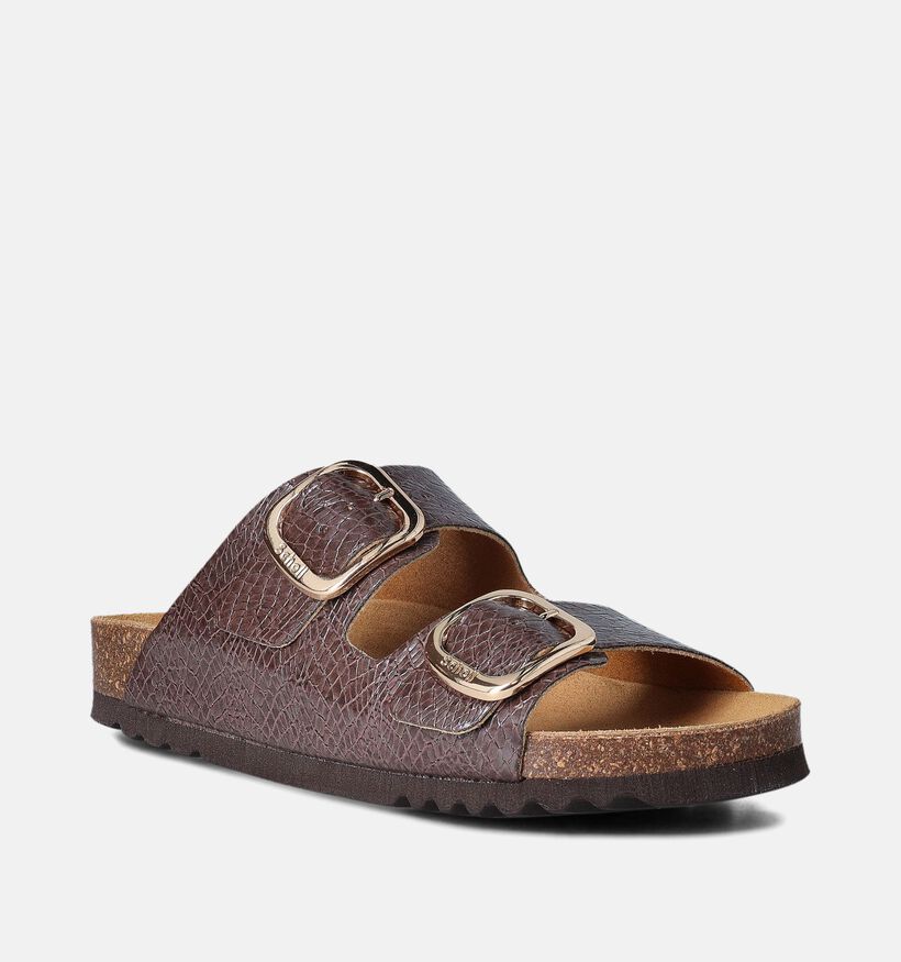 Scholl Noelle Nu-pieds plates en Marron pour femmes (357573)