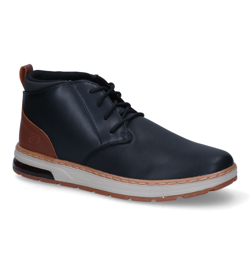 Skechers Evenston Renli Chaussures Hautes en Noir en cuir (295656)