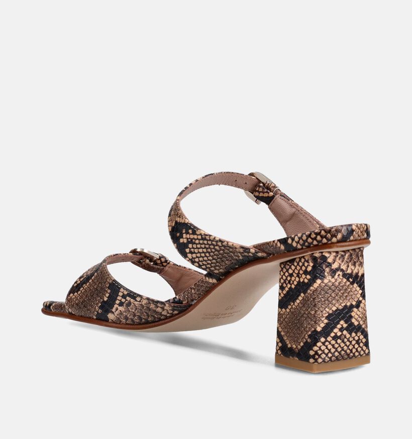 March23 Dani Python Bruine Slippers op hak voor dames (372164)