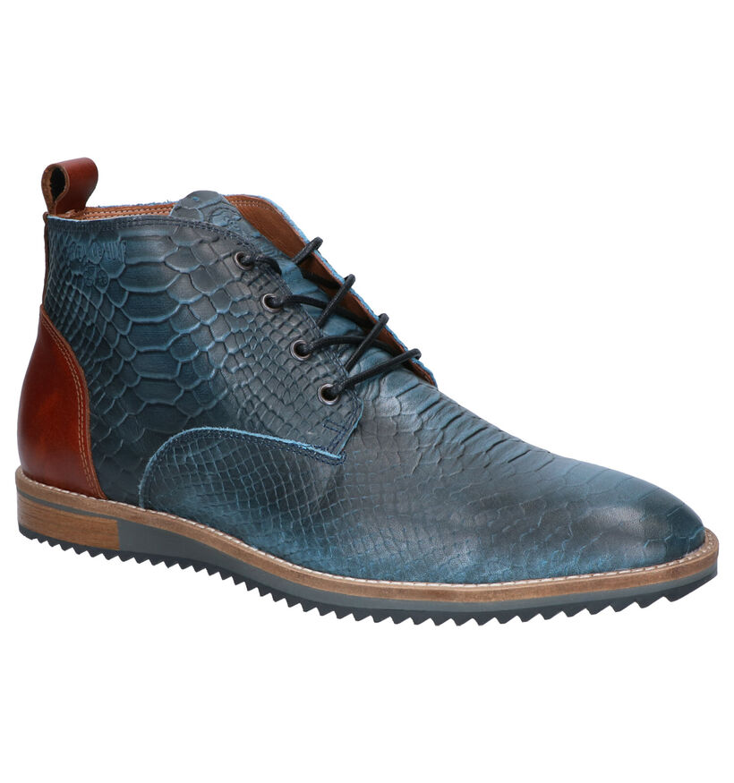 Cycleur de Luxe Allrounder Chaussures Hautes en Bleu en cuir (259415)