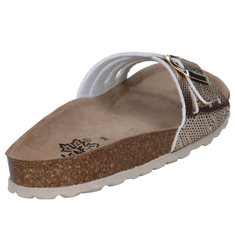 Big Leaf Nu-pieds plates en Or en textile (292596)