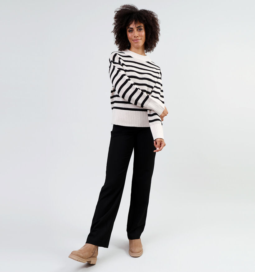 SISTERS POINT Hava Beige Gestreepte trui voor dames (349349)