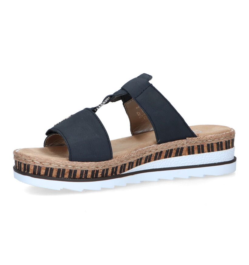Rieker Blauwe Slippers met sleehak voor dames (339068)