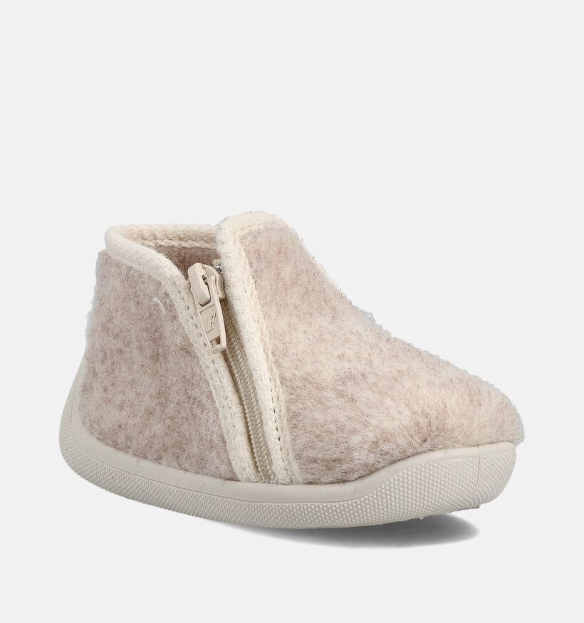 Milo & Mila Pantoufles hautes en Beige pour filles, garçons (364863) - pour semelles orthopédiques