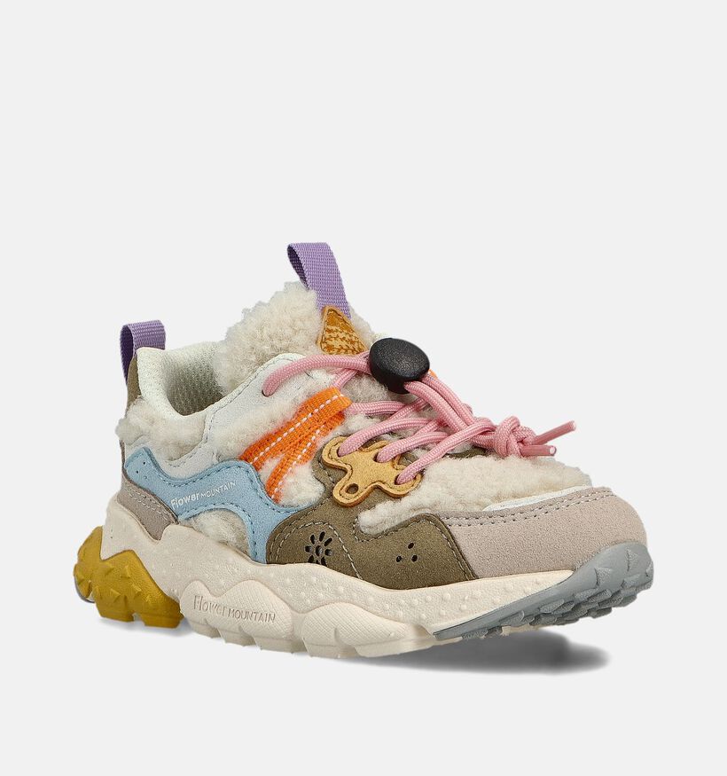 Naturino x Flower Mountain Yamano 3 Ecru Sneakers voor meisjes (364155) - geschikt voor steunzolen
