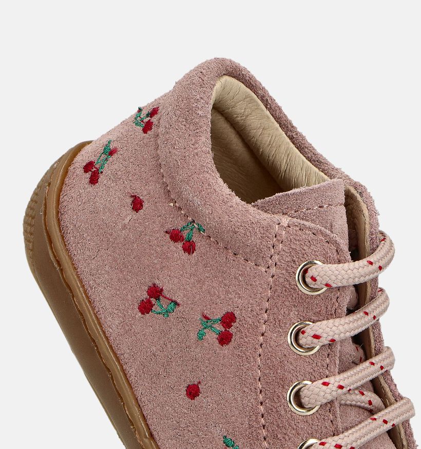 Naturino Cocoon Embroidery Roze Kersen Babyschoenen voor meisjes (364273) - geschikt voor steunzolen