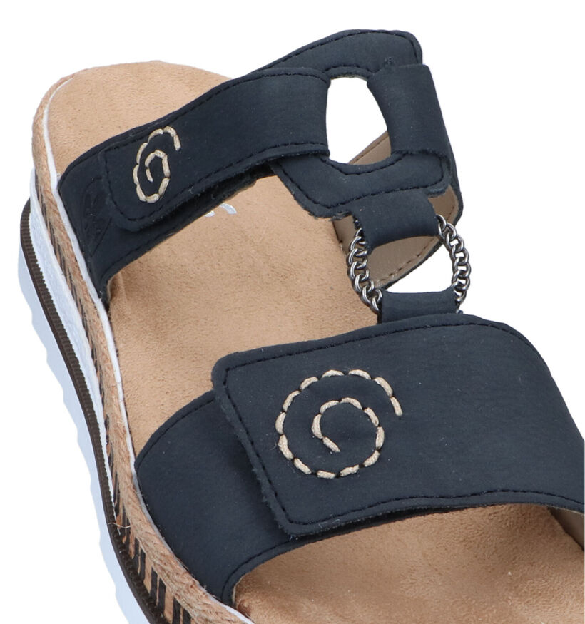 Rieker Blauwe Slippers met sleehak voor dames (339068)