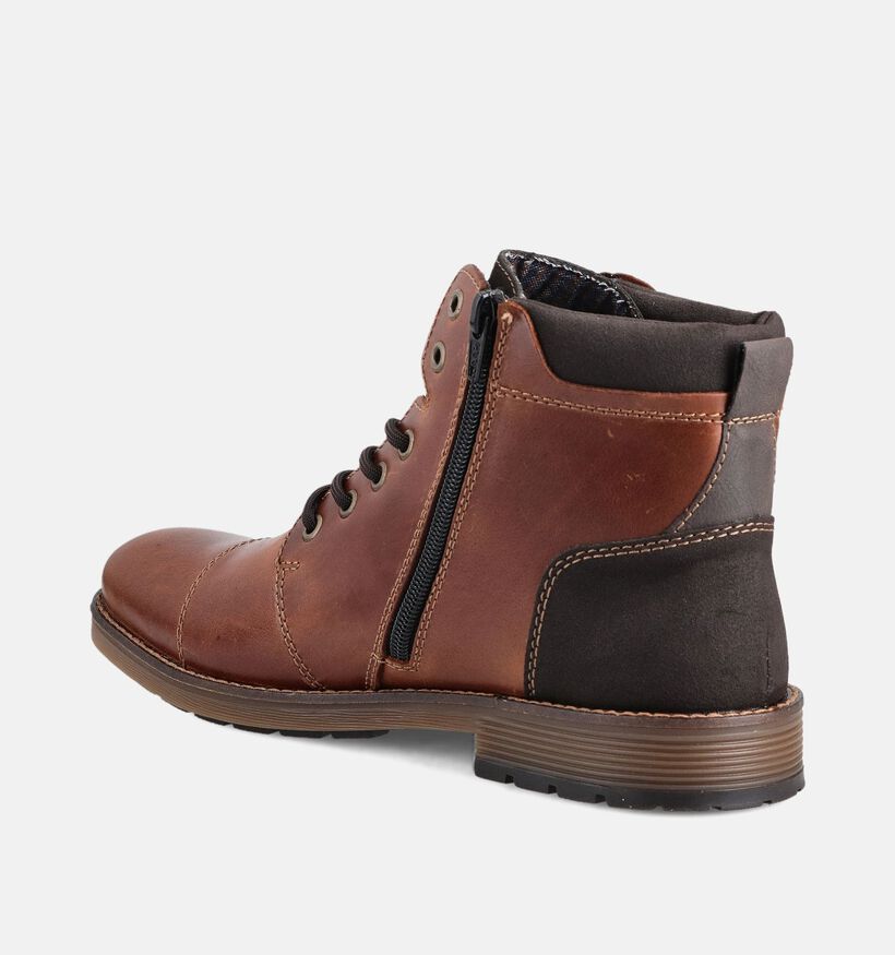 Rieker Boots &agrave; lacets en Cognac pour hommes (379815) - pour semelles orthop&eacute;diques