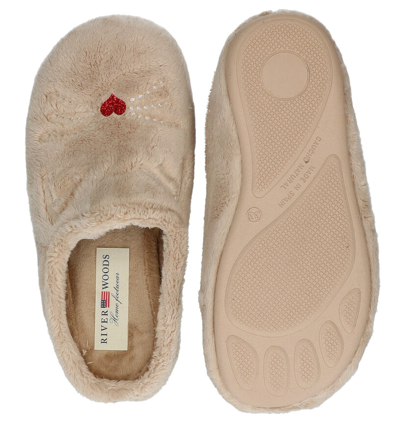 River Woods Beige Pantoffels in stof (281903)