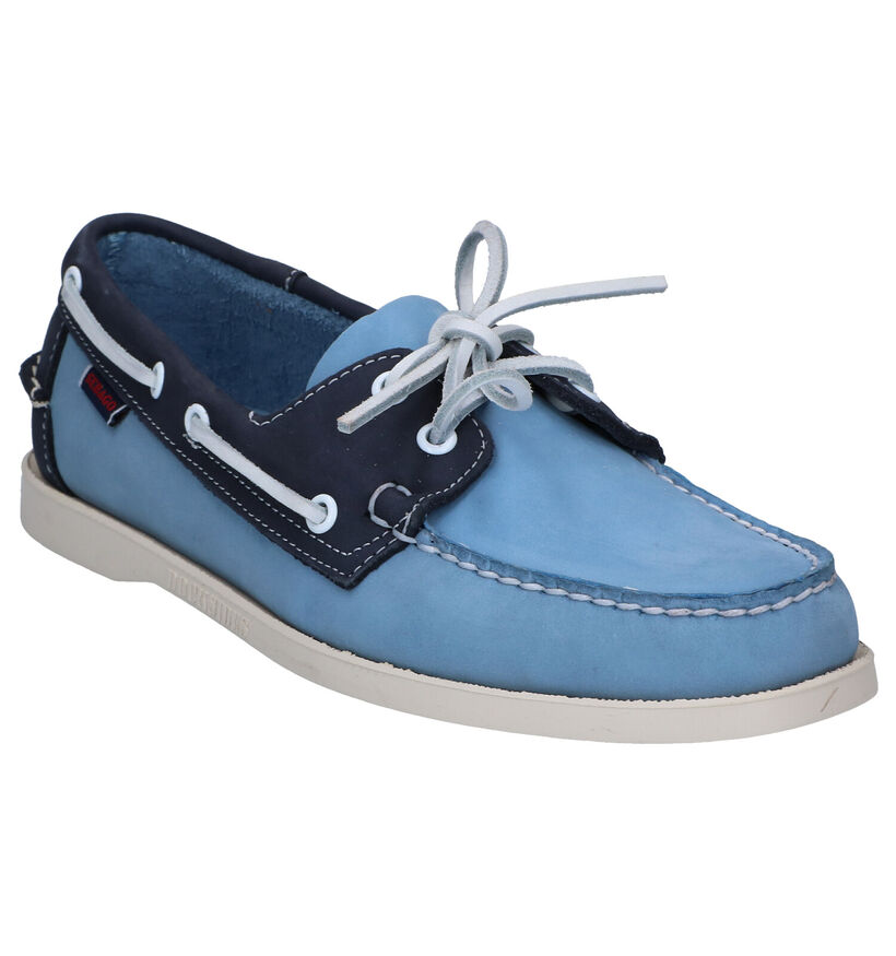 Sebago DOCKSIDE Blauwe Bootschoenen Sebago DOCKSIDE Blauwe Bootschoenen in nubuck (287479)