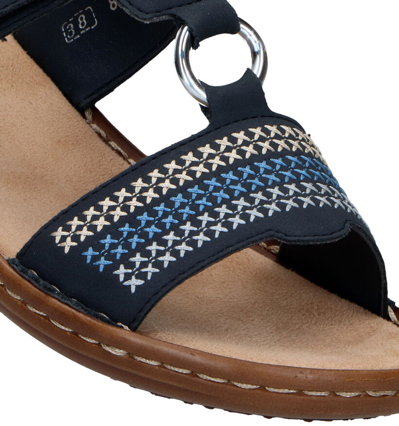 Rieker Nu-pieds plates en Bleu foncé en simili cuir (323605)