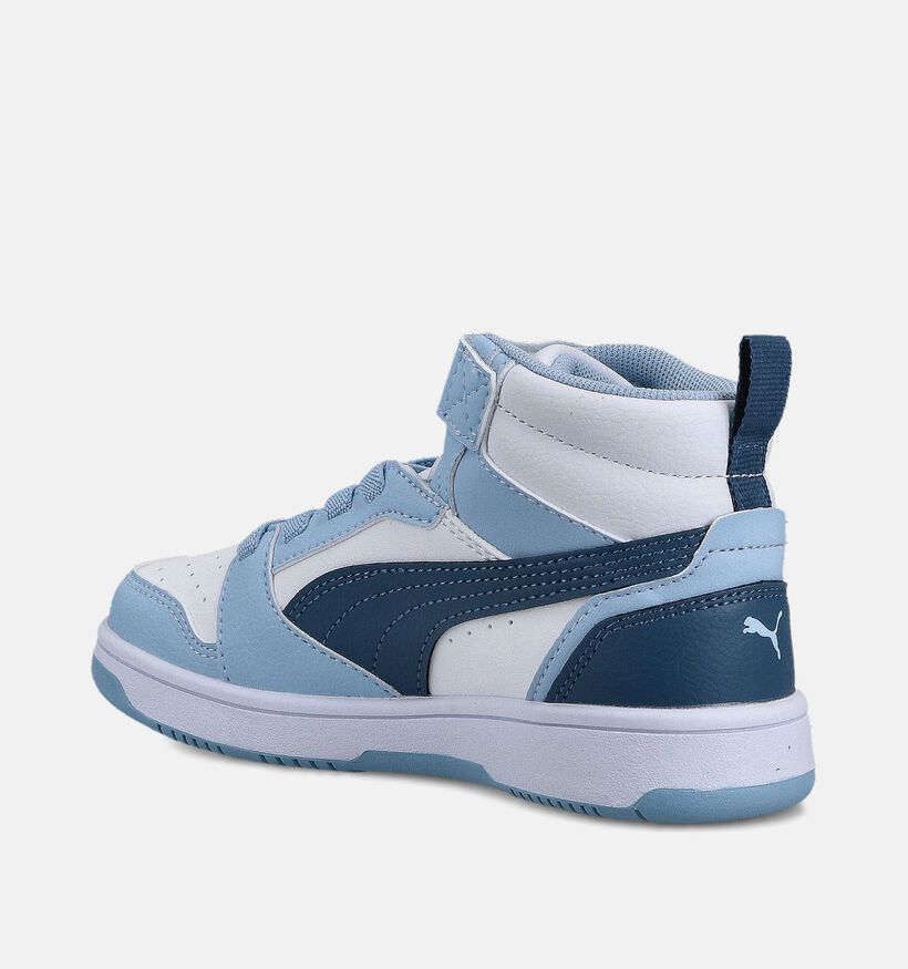 Puma Rebound V6 Mid Blauwe/Witte Sneakers voor meisjes, jongens (372081) - geschikt voor steunzolen