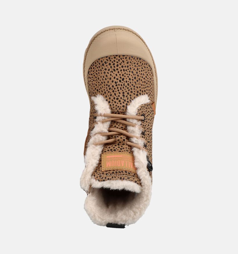 Palladium Pampa Zip Cheetah Boots &agrave; lacets en Marron pour filles (378508) - pour semelles orthop&eacute;diques