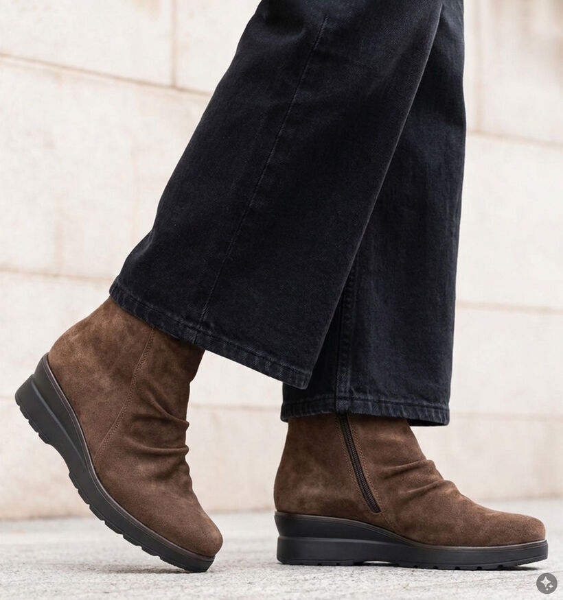 Mephisto Evangela Bruine Boots met Sleehak voor dames (379079) - geschikt voor steunzolen
