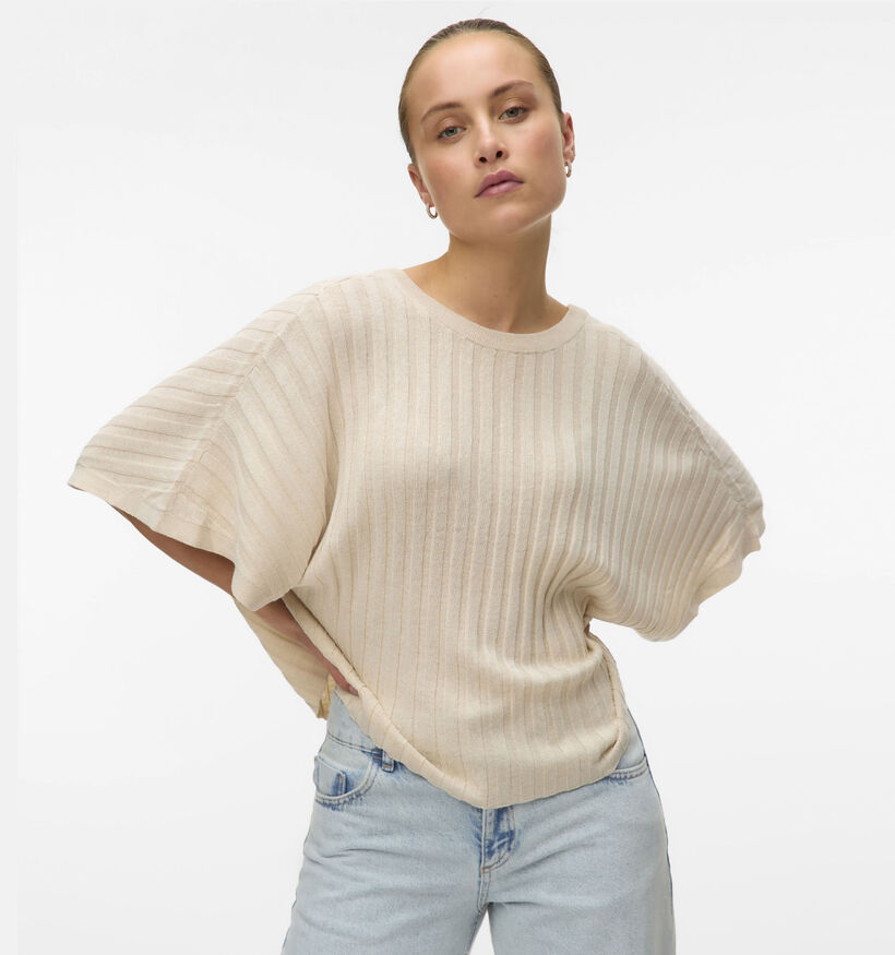 Vero Moda Barbados Beige Trui met V-rug voor dames (353132)