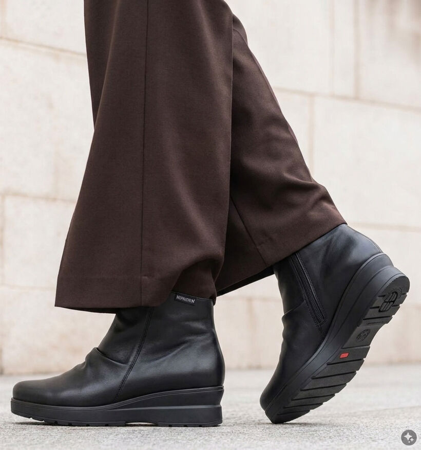 Mephisto Evangela Zwarte Boots met Sleehak voor dames (379078) - geschikt voor steunzolen