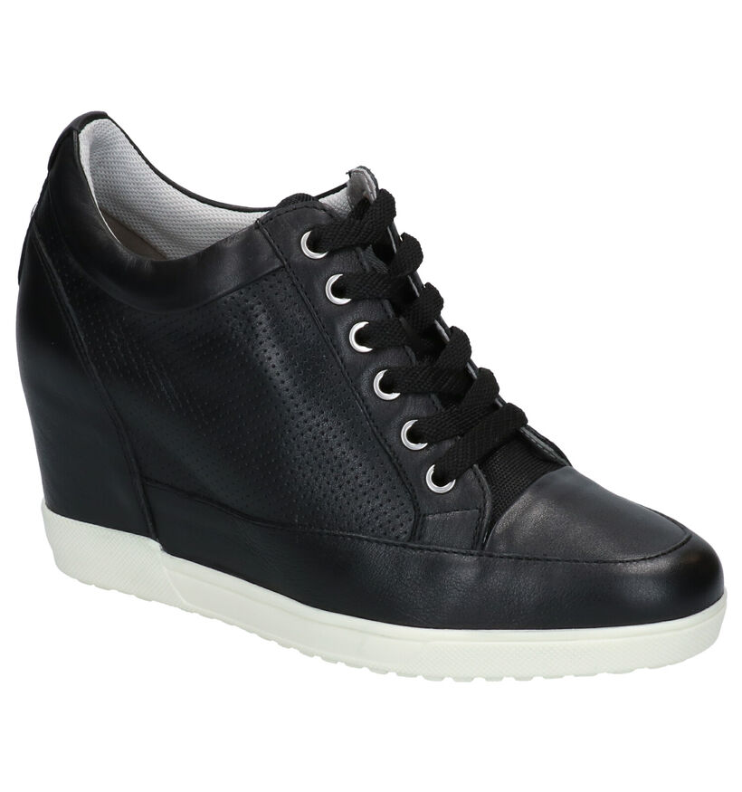 Geox Carum Zwarte Veterschoenen in leer (266859)