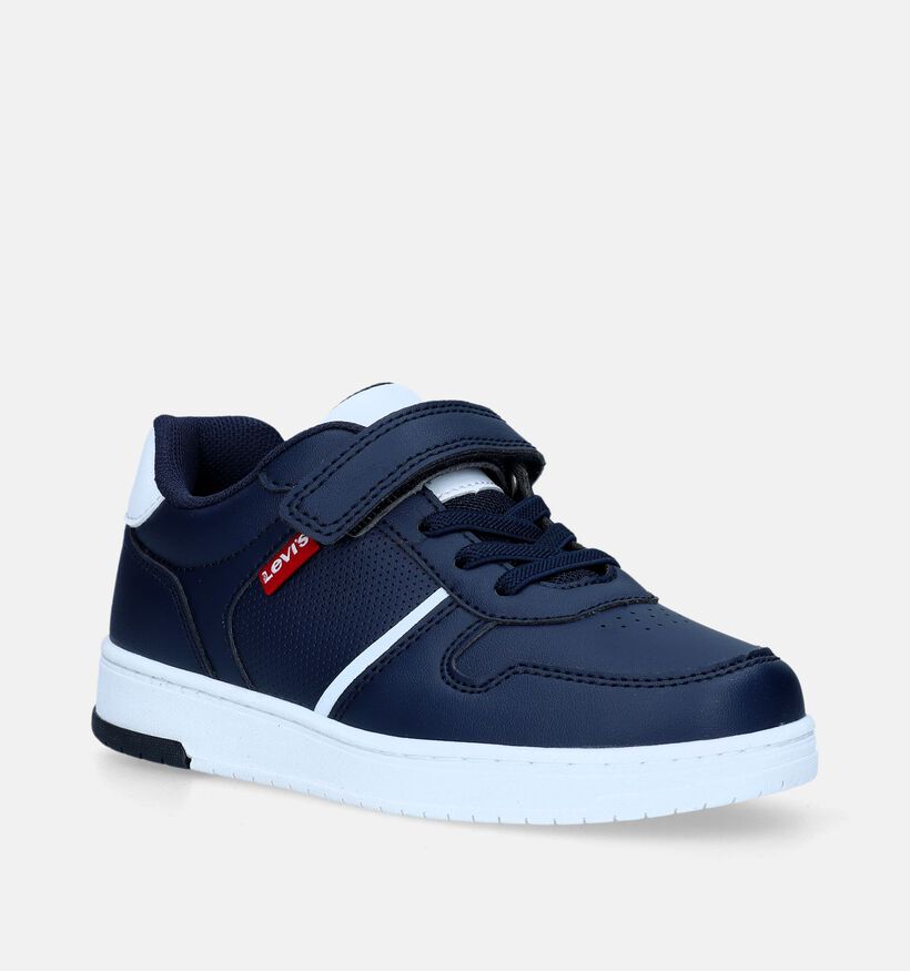 Levi's Kick Vel K Blauwe Schoenen met elastiek/velcro voor jongens (338607) - geschikt voor steunzolen